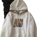 Maglia con cappuccio vintage americana ricamata alla moda nazionale Autunno e Inverno dimagrante in velluto stile pigro e sciolto Taglie forti - immagine 5